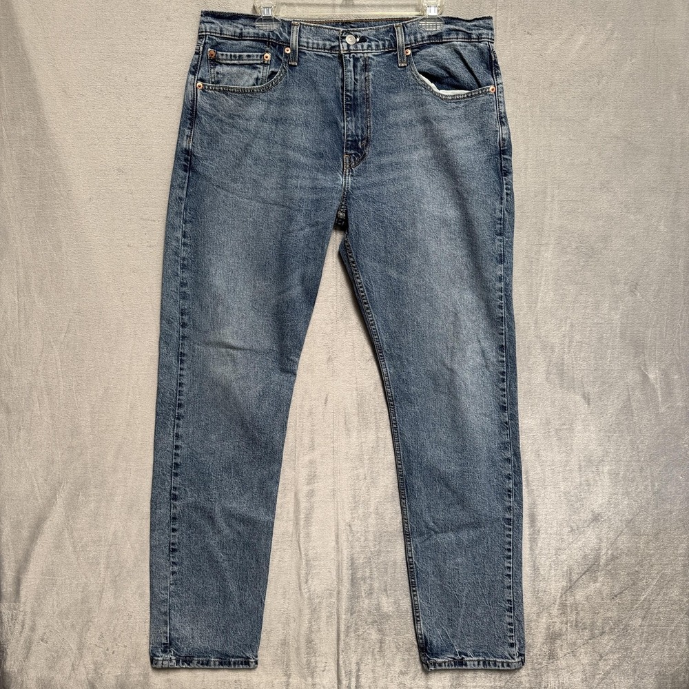 Levis 502 Jeans Mens 36x34 Blue Medium Wash Tapered Denim Regular Fit‎ Cotton